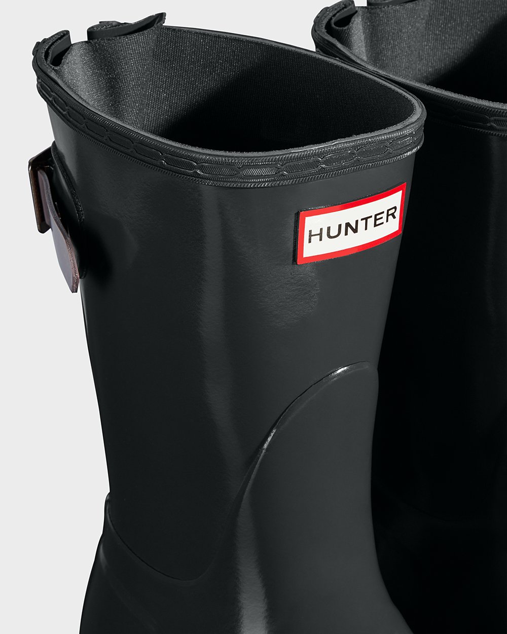 Womens Hunter Original Back Adjustable Gloss - Short Rain Boots Deep Green/Purple - 9306-JCVZN